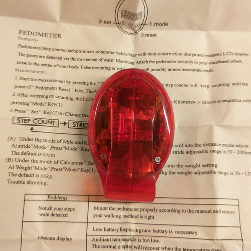 Pedometer-step counter unused with instruction leaflet