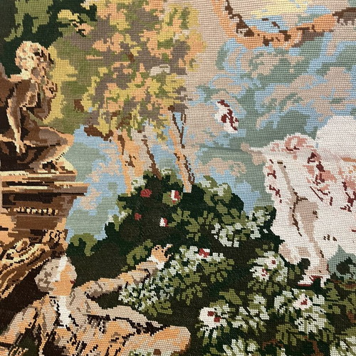 Handmade embroidered textile painting "The Swing" used