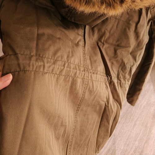 Khaki parka jacket used, size large