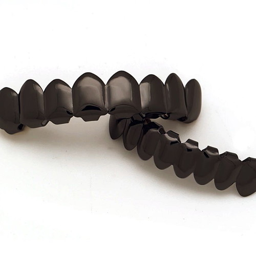 Hip Hop Grillz 8 Set Black Stainless Steel New