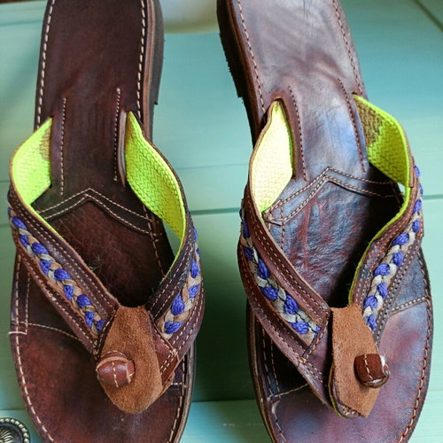 Handmade leather sandals like new, 2 pairs, size 40, multicolor