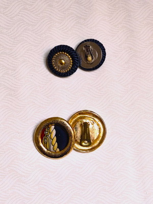 Vintage earrings set (2 pairs) like new, clip-on with fabric and metal