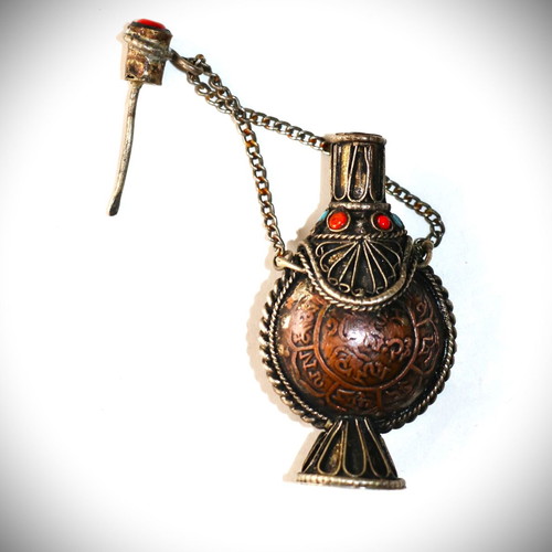 Tibetan Flask new copper with semi-precious stones