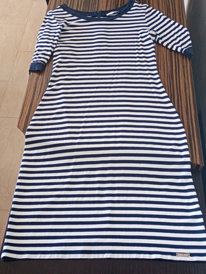 Sani Blu women's dress 100% cotton like new, blue-white