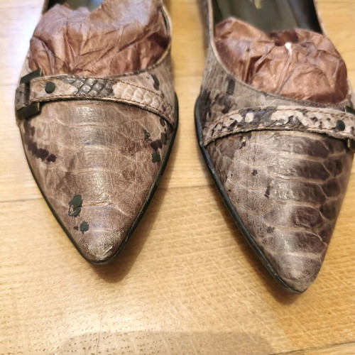 Tsakiris Mallas pumps used with low heel, leather, size 38, beige brown