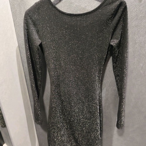Shein black mini dress new with glitter and silver chain