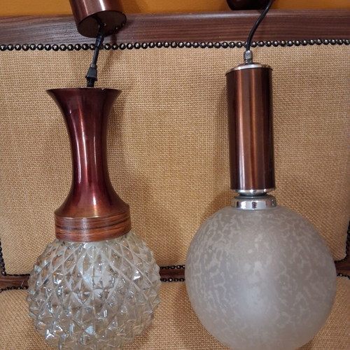 Set of 2 mid century single-light ceiling lamps
