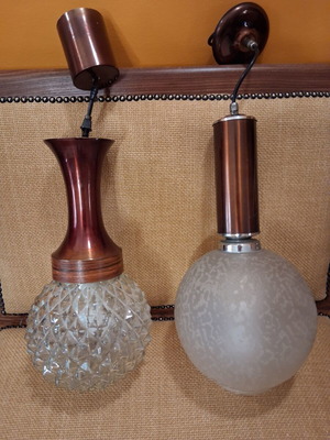 Set of 2 mid century single-light ceiling lamps