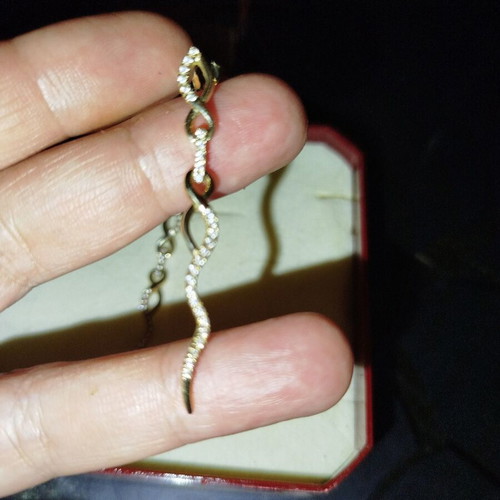 14K Gold Earrings with Zirconia like new, 3.7g, 5cm length
