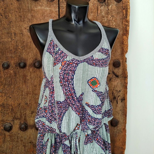 LAK printed asymmetric midi dress with racerback and handkerchief hem