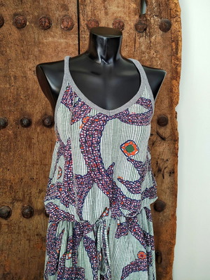 LAK printed asymmetric midi dress with racerback and handkerchief hem