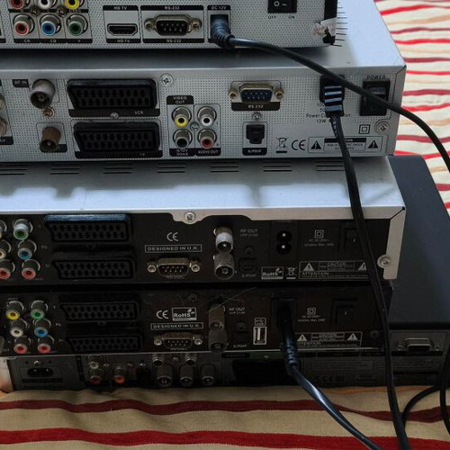Satellite receivers and DVD player used for repair or spare parts