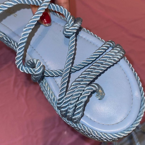 Rope Sandals like new, size 40, blue flat design