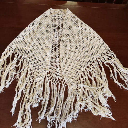Handmade vintage scarf 70x140 used, beige