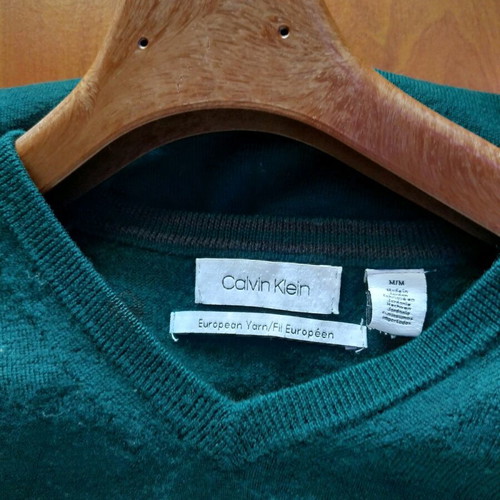 Calvin Klein 100% merino sweater used, size M, green