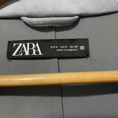 Zara trench coat used, blue, velvety texture, size S