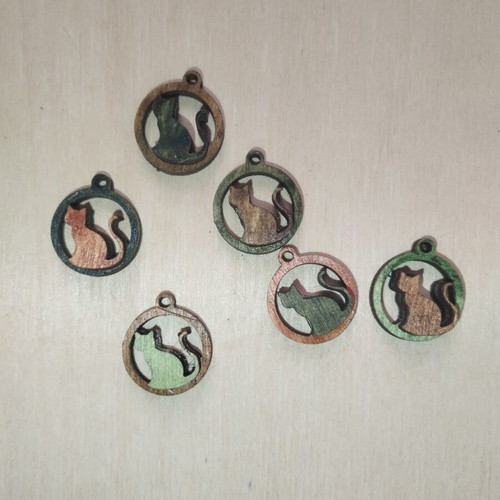 Wooden cat earrings, pair, 5cm, custom orders
