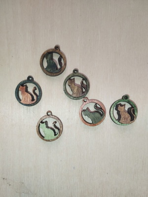 Wooden cat earrings, pair, 5cm, custom orders