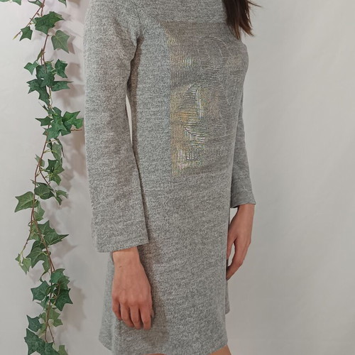 Marlen grey dress with metallic pattern like new