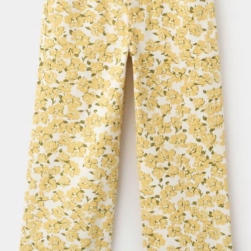 Floral trousers Mango new, size L, white and yellow