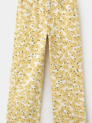 Floral trousers Mango new, size L, white and yellow