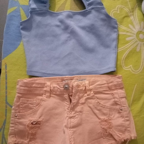 Pink Woman Top and Shorts set like new, size 34