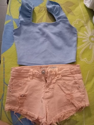 Pink Woman Top and Shorts set like new, size 34