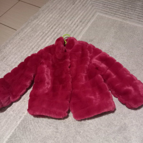 Velvet fur coat like new, pink, for ages 6 to 8