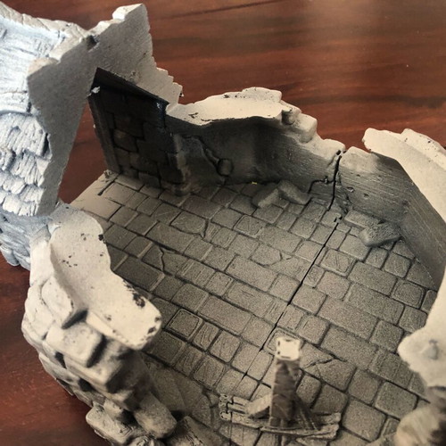 Black Scrolls Ruined Windmill 3D Printed Model used, modular parts
