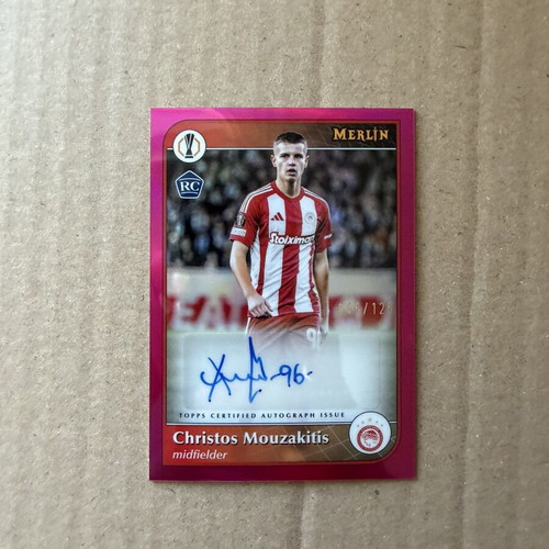 Topps Merlin Rookie Autograph Christos Mouzakitis /125 Olympiacos card