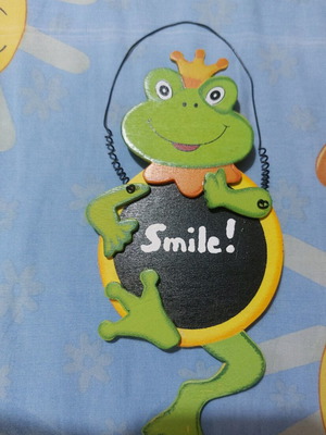 Wooden hanging frog used