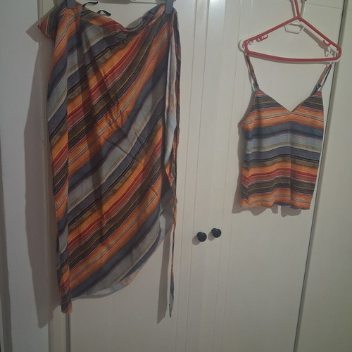 Benissimo Boho Summer Set Crop Top and Wrap Skirt, Size S/M