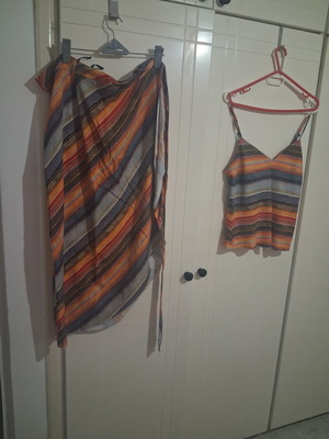 Benissimo Boho Summer Set Crop Top and Wrap Skirt, Size S/M