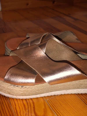 Women's sandal used pink gold leather size 39