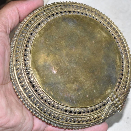 Vintage Handmade Brass Ashtray Candle Holder from India, used