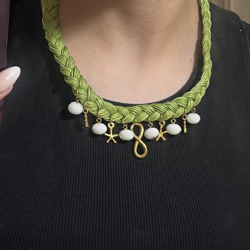 Handmade necklace like new, green