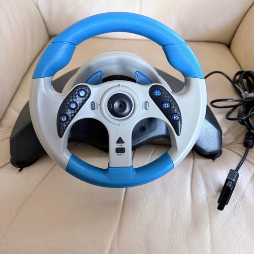 Mad Catz MC2 MicroCon Racing Wheel with Pedals for PlayStation 2 used with game