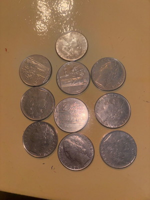 Italian 100 lira coins used, pack of 10 pieces