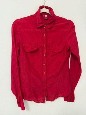 Red Y2K Shirt used, size S, silk and cotton blend