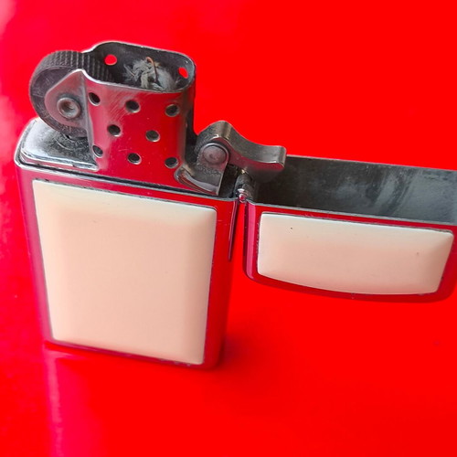 Zippo Slim Scrimshaw Ship & Whale Silver Original USA lighter used