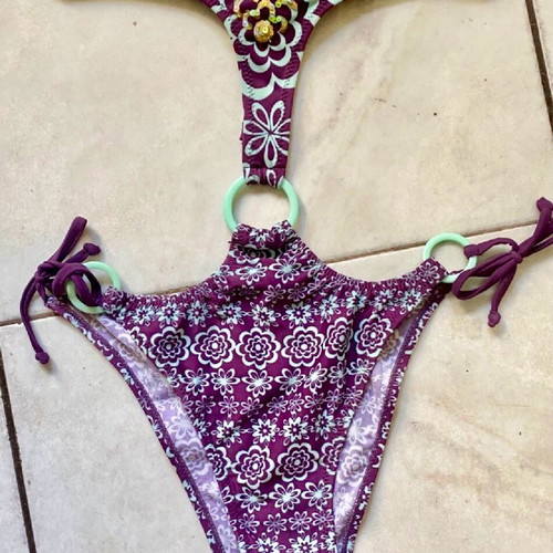 Calzedonia swimwear like new, purple with turquoise and sequins, size M