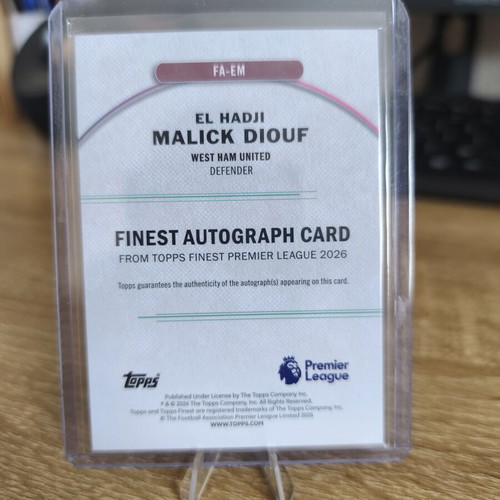 El Hadji Malick Diouf 08/10 Auto RC Topps Finest card like new