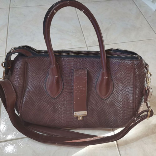 Women's handbag used, brown with beige interior