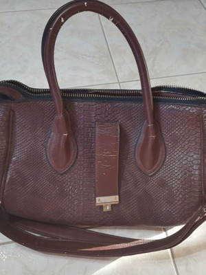 Women's handbag used, brown with beige interior