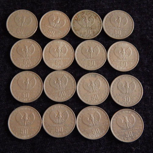 50 Lepta 1971 used, pack of 16, Konstantinos B'
