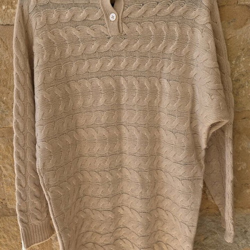 Massimo Dutti Cable Knit Midi Sweater Dress like new, beige wool blend