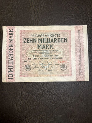 German Reichsbanknote 10 Milliarden Mark 1923 new