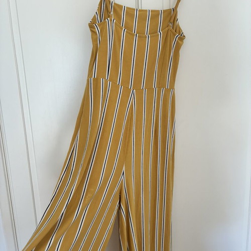 Bershka retro-style mustard striped summer jumpsuit size M like new