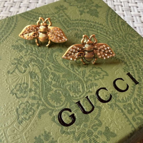 Gucci Bee earrings new with crystals and faux pearls