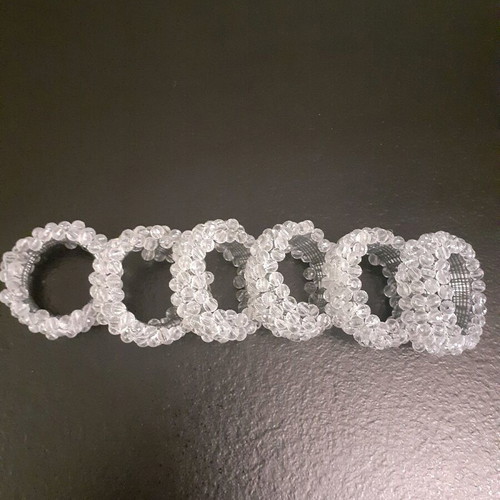 Napkin rings set of 6 like new with white beads